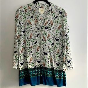 Anthropologie Maeve Woodland Walk Owl Top